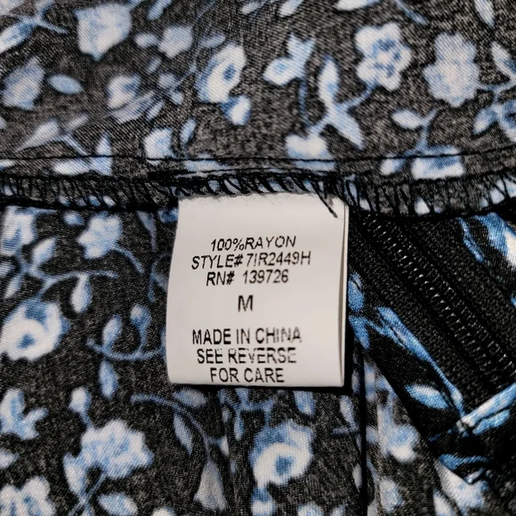 Women's jumpsuit blue floral strapless elastic zip wide legs - Picture 6 of 7